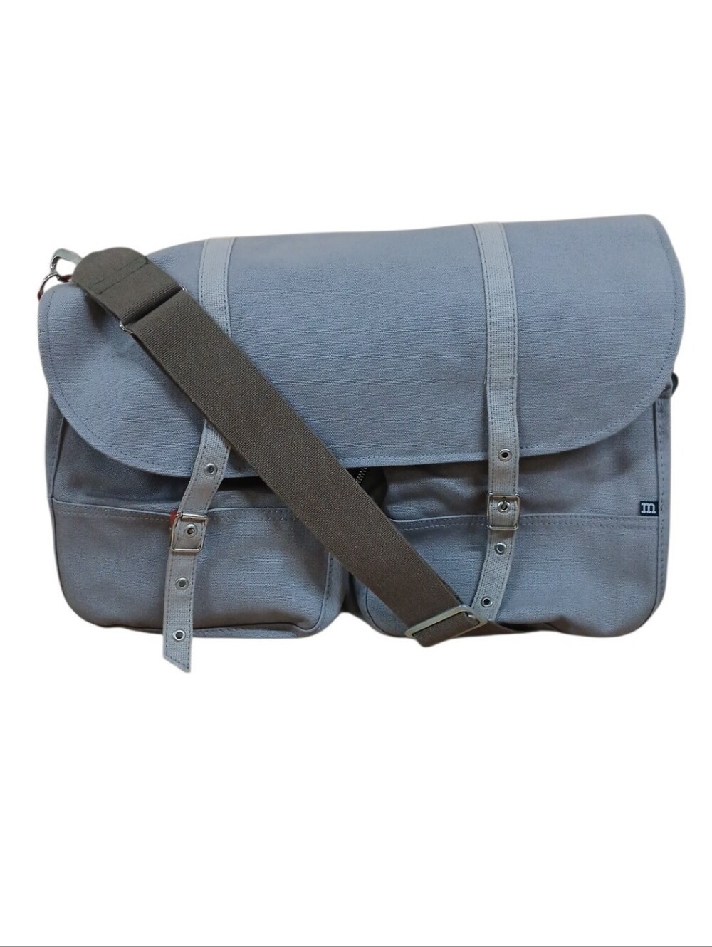 Marimekko Slate Blue Gray Canvas Messenger Bag - Picture 1 of 14